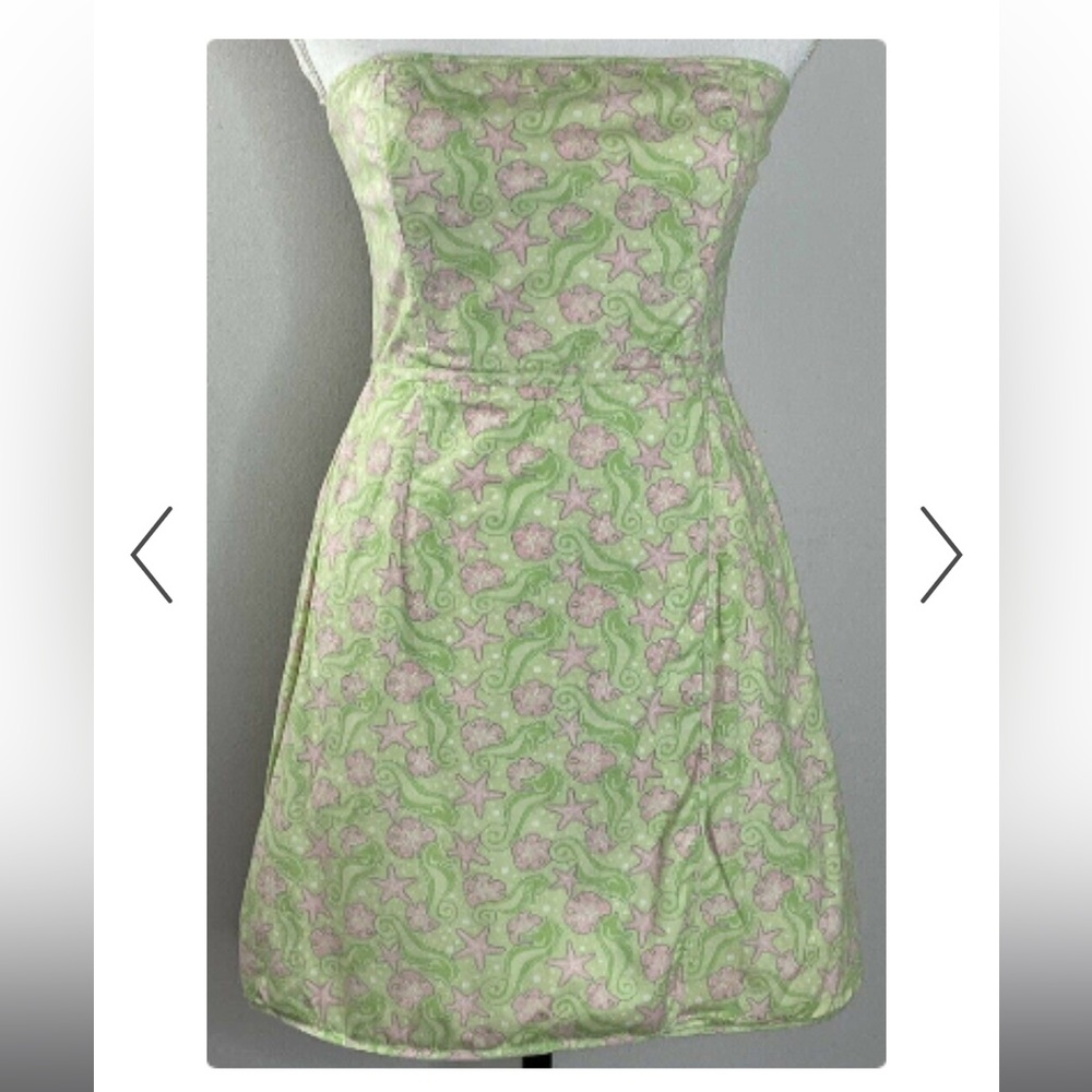 Vineyard Vines Size 12 Pink & Green Shell Beach Shift Dress